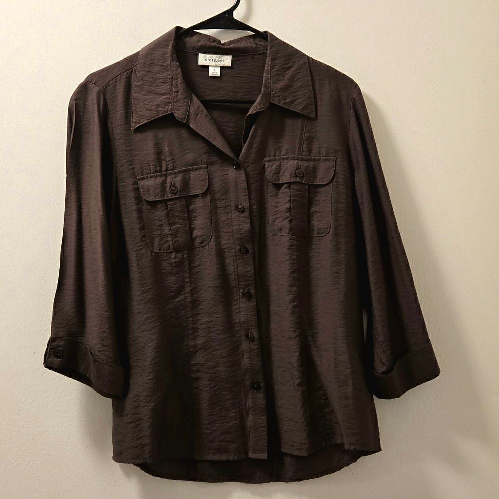 Dressbarn Womens Button Down Top L